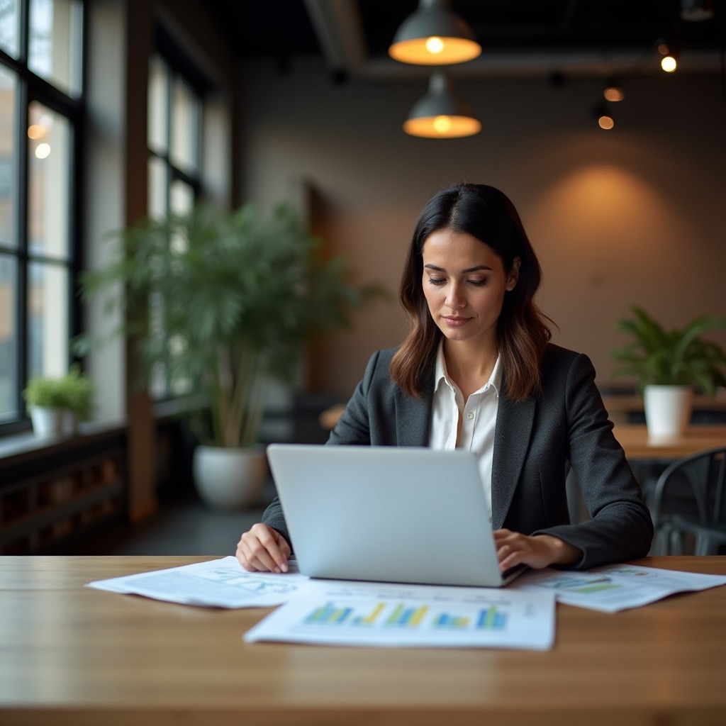 Person reviewing financial goals at a modern desk
